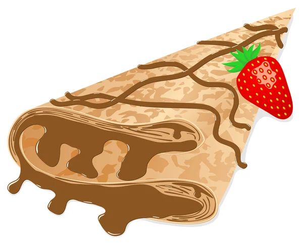 Crepe (panqueque) con chocolate y fresa — Vector de stock