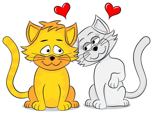 Dos gatos cariñosos — Vector de stock