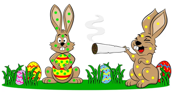 Coelhinhos de Páscoa que fumam demais — Vetor de Stock