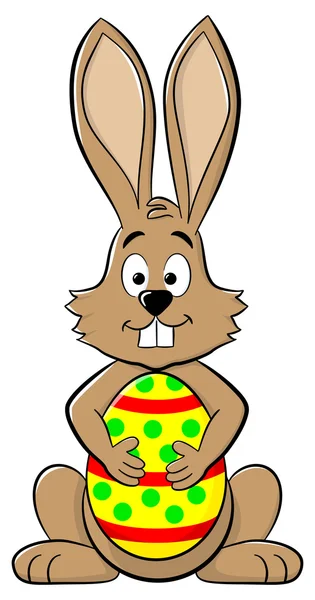 Conejito de Pascua con huevo de Pascua — Vector de stock