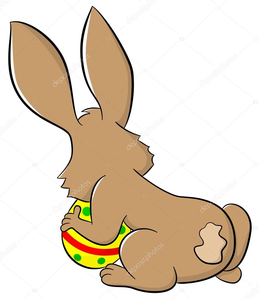 easter bunny hiding eggs — Stock Vector © antimartina 40025693