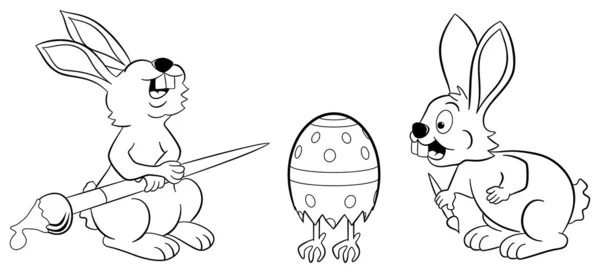 Wielkanocne króliczki znalezienie kolejny jaj — Wektor stockowy