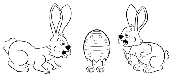 Wielkanocne króliczki znalezienie kolejny jaj — Wektor stockowy