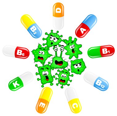Viruses are attacked by vitamins clipart