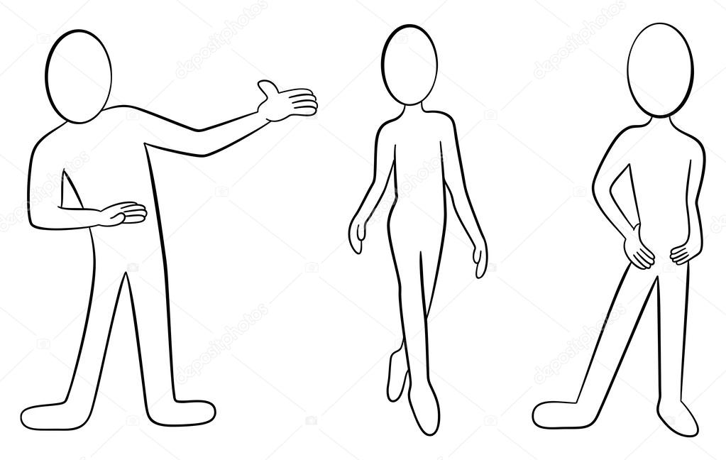 Cartoon people black and white | Cartoon people black and white — Stock