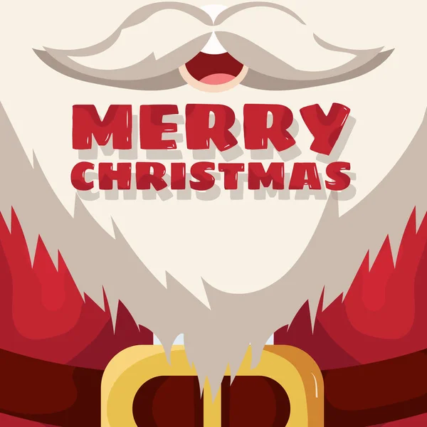 Tarjeta Navidad Feliz Con Barba Blanca Santa Claus — Vector de stock