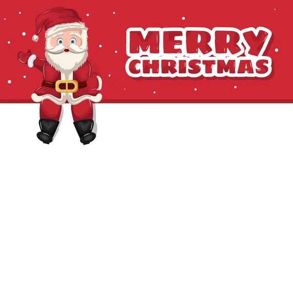 Tarjeta Navidad Feliz Editable Con Santa Claus Sentado Saludando — Vector de stock