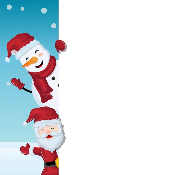 Joulupukki Lumiukko Lomakortilla Muokattavissa Banneri — vektorikuva