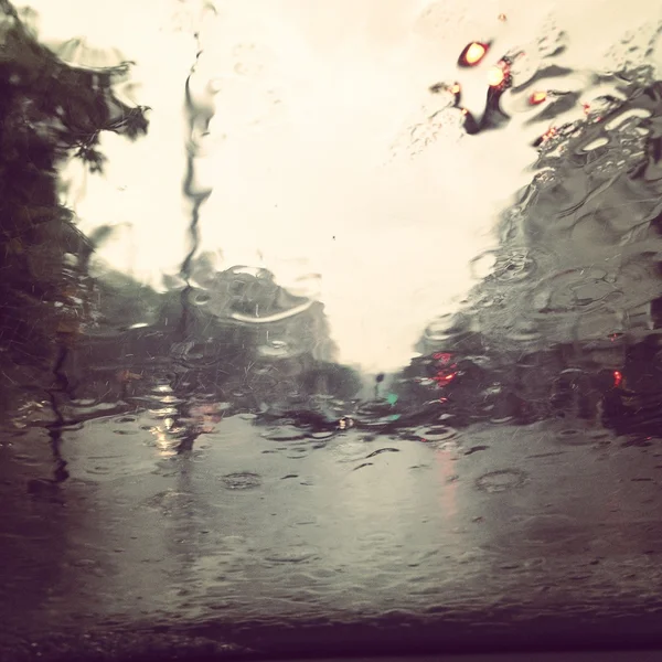 Heavy rain on the road