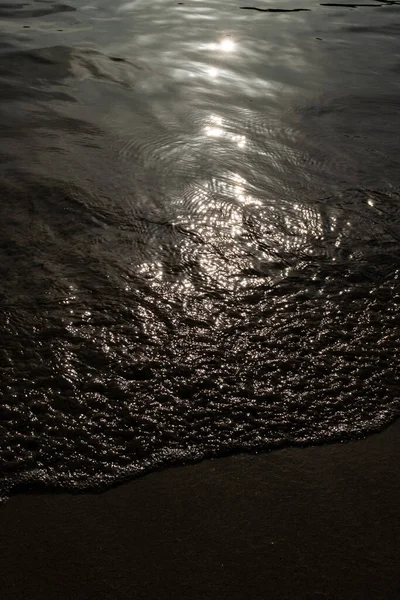 Sea Water Wave Climbing Sand Shore Beach Landscape — Stock Photo, Image