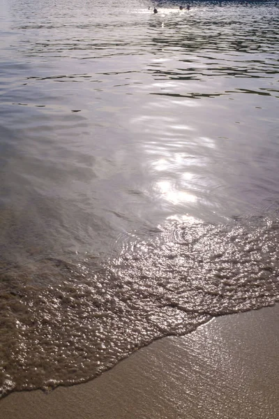 Sea Water Wave Climbing Sand Shore Beach Landscape — Stock Photo, Image
