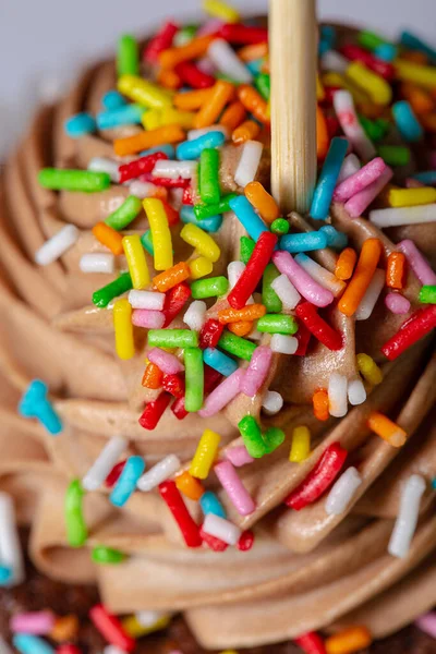 Zahăr Colorat Lucruri Mici Brioșă Ciocolată — Fotografie, imagine de stoc