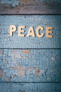 Kelime metni ahşap ahşap bir tahta üzerinde ahşap harflerle yazılmış.