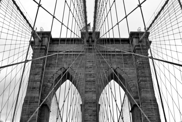 Brooklyn Bridge main structure construction detail, New York City