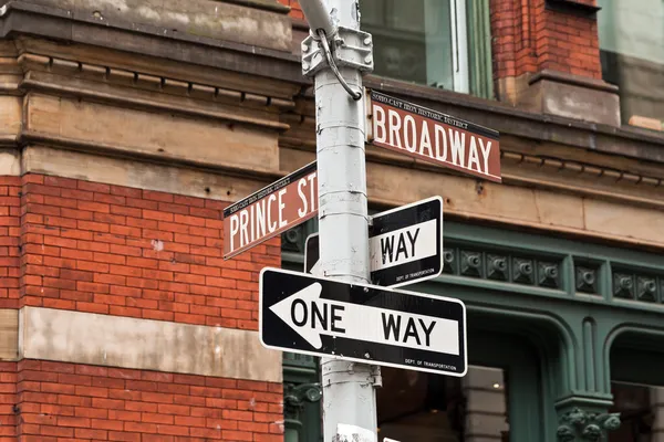 Carteles de la calle SOHO en Nueva York, Estados Unidos — Foto de Stock