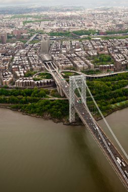 Havadan görünümü manhattan ve george washington Köprüsü'nde, new york