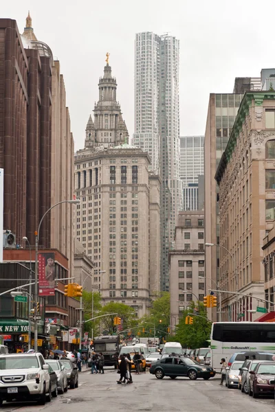 Miejski scena Manhattan wzdłuż ulicy broadway, Nowy Jork — Zdjęcie stockowe