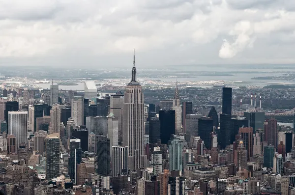 Manhattan bay från en helikopter, new york, usa. — Stockfoto