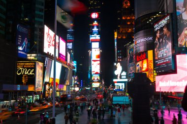 trafik zaman zaman kare gece, new york, ABD
