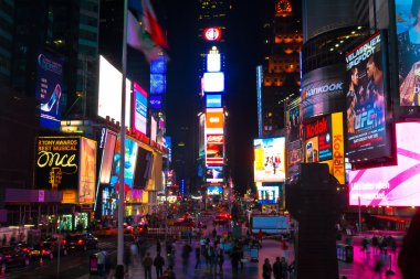 trafik zaman zaman kare gece, new york, ABD