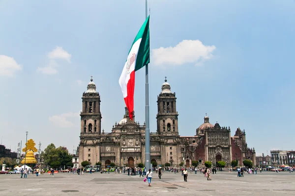 Bandeira Zocalo ou Plaza de la Constitución, México — Fotografia de Stock