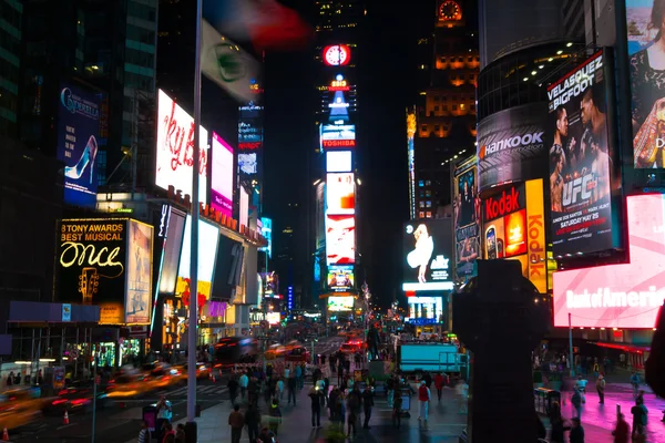Κυκλοφορίας πλατεία, κατά καιρούς, νύχτα, Νέα Υόρκη, ΗΠΑ — Φωτογραφία Αρχείου