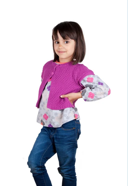 Kleines Mädchen mit den Händen auf den Hüften — Stockfoto