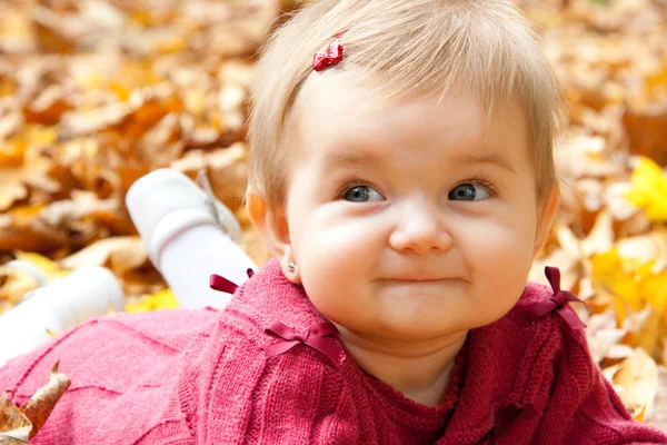 Otoño niña sonriendo —  Fotos de Stock