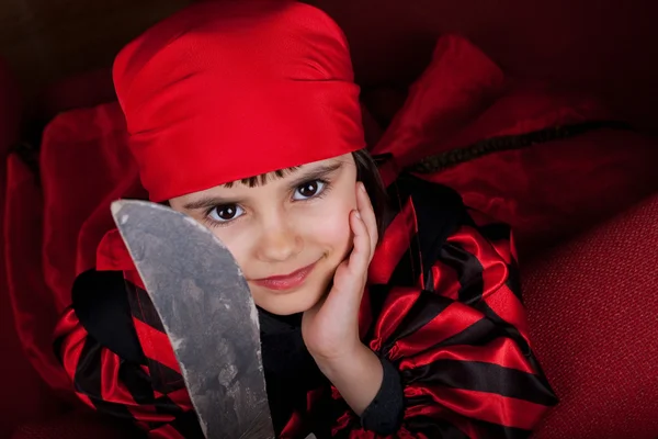 Pequeno retrato pirata menina — Fotografia de Stock