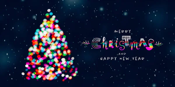 Merry Christmas Happy New Year Greeting Christmas Tree Made Colorful — Stock Photo, Image