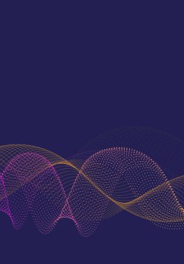 Soyut mor arkaplan, pembe ve sarı renkli dalgalı çizgiler kapak, afiş ve broşür için kullanışlı