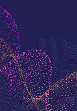 Soyut mor arkaplan, pembe ve sarı renkli dalgalı çizgiler kapak, afiş ve broşür için kullanışlı