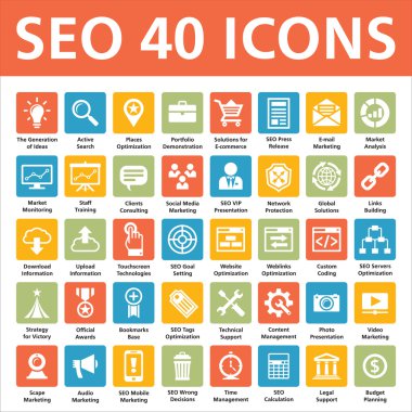 40 Vector Icons - SEO (Search Engine Optimization) clipart