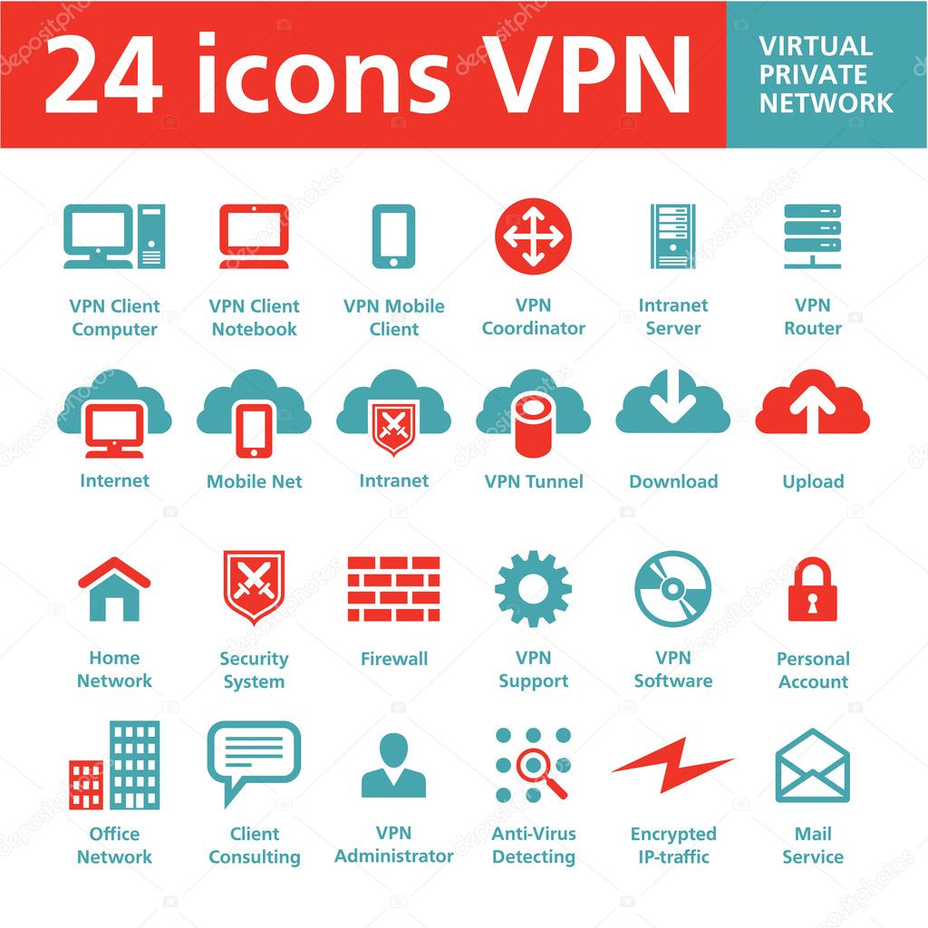 Vector 24 Icons VPN (Virtual Private Network)