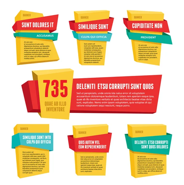 etiketleri rozetleri afiş origami 3d vektör