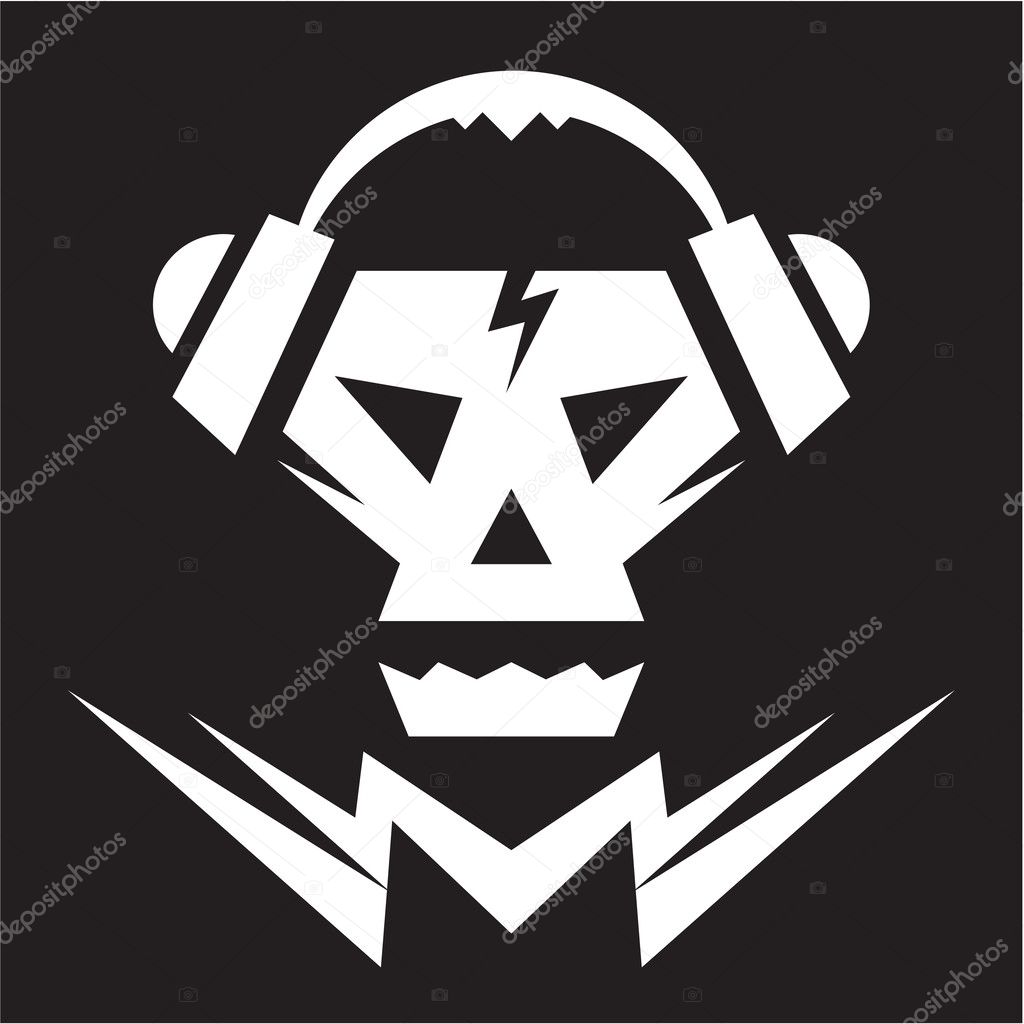 Skull music logo sign for music party, compact disc cover, record label, poster etc.
