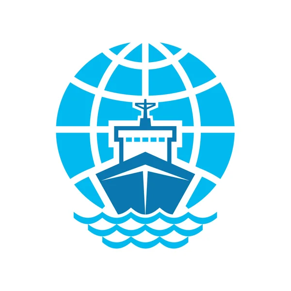 Nave & segno logo globo — Vettoriale Stock