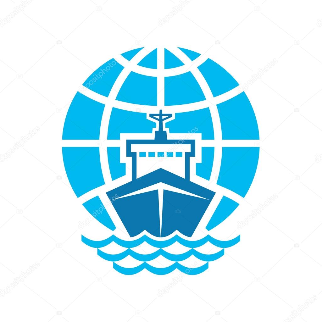 Ship & globe logo vector sign vector sign for commercial company, agency, for the development of design materials.