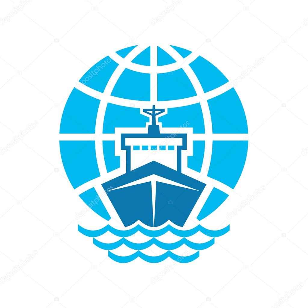 Ship & Globe Logo Sign