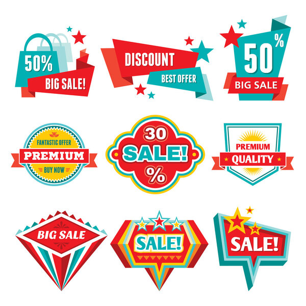 Sale & Discount Badges - Abstract Vector Signs