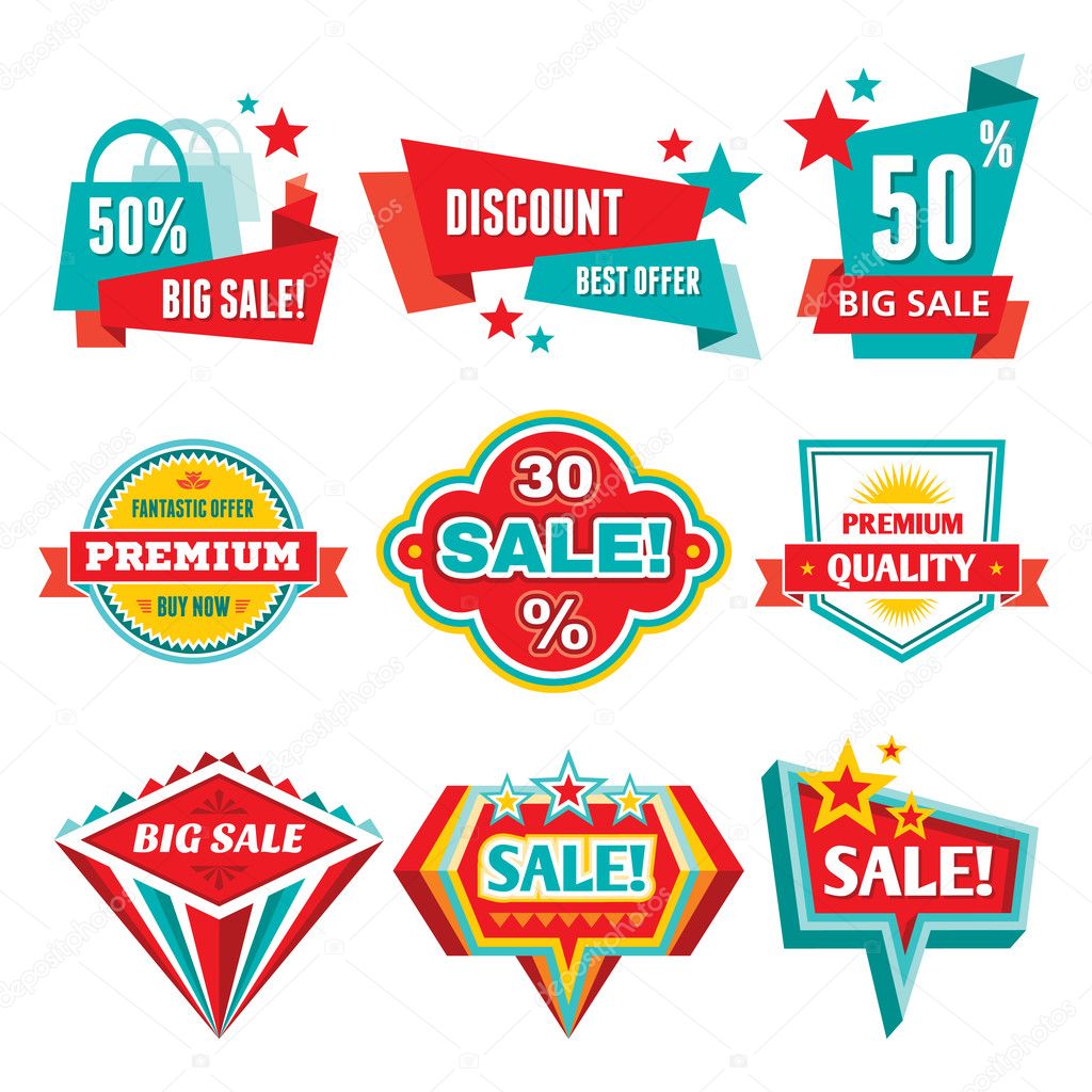 Sale & Discount Badges - Abstract Vector Signs