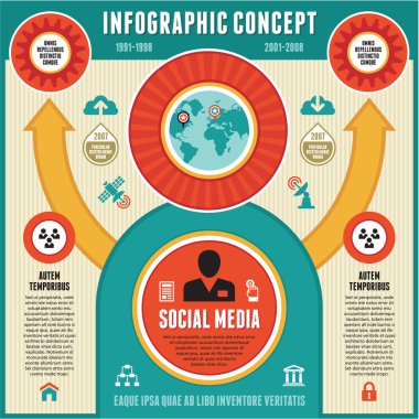 Sosyal medya ve iş sunumu Infographic kavramı