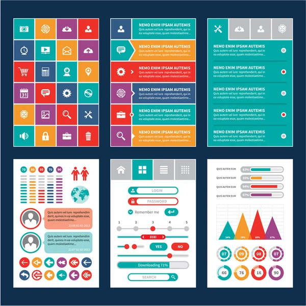 düz mobil arayüz - tasarım öğeleri