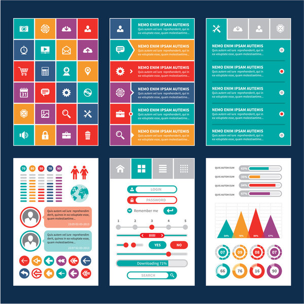 Flat Mobile Interface - Design Elements
