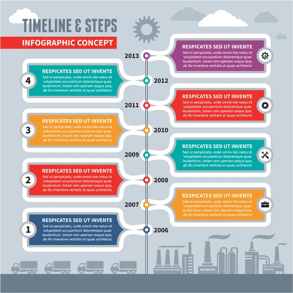 Infographic Vector Concept - Timeline & Steps — Stock Vector