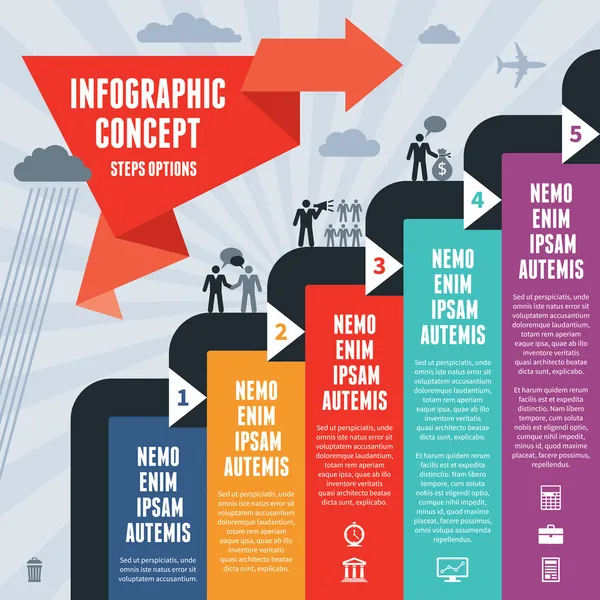 Infogrpahic Business Concept Passos Opções — Vetor de Stock