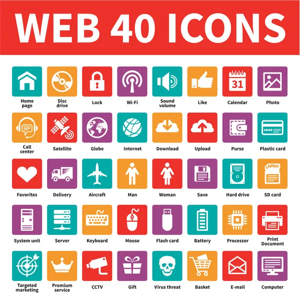 Web 40 Ícones vetoriais — Vetor de Stock