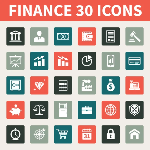 Финансы и бизнес 30 векторных икон — стоковый вектор