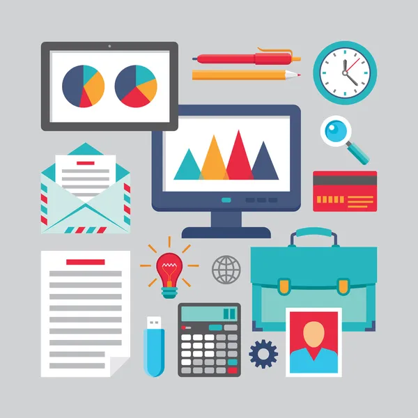 Tasarım - iş vektör simgeler farklı yaratıcı çalışmaları için düz