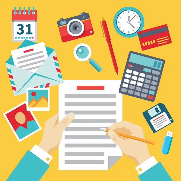 eller & vektör ikonlar - düz tasarım stili ile belge